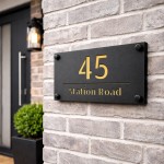 Number Signs Personalised House Door Plaque Matt Black Gold Number Signs Personalised House Door Plaque Matt Black Gold
