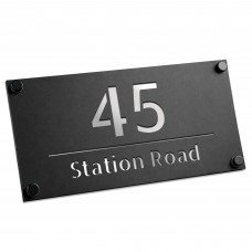 Number Signs Personalised House Door Plaque Matt Black Silver