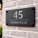 Number Signs Personalised House Door Plaque Matt Black Silver