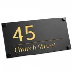 House Sign Door Number Personalised Address Plaque Black Gold