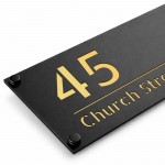House Sign Door Number Personalised Address Plaque Black Gold