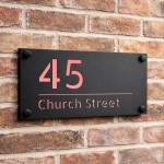 House Sign Door Number Personalised Address Plaque Rose Gold