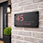 House Sign Door Number Personalised Address Plaque Rose Gold