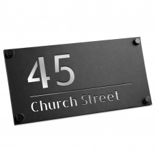 House Sign Door Number Personalised Address Plaque Matt Black