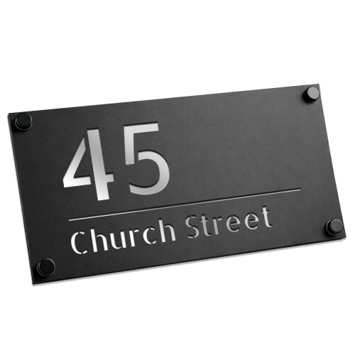 House Sign Door Number Personalised Address Plaque Matt Black