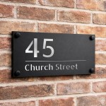 House Sign Door Number Personalised Address Plaque Matt Black