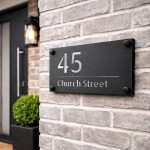 House Sign Door Number Personalised Address Plaque Matt Black