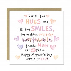 Thank You Card For Mum Happy Mothers Day Card With Kraft Enveloe