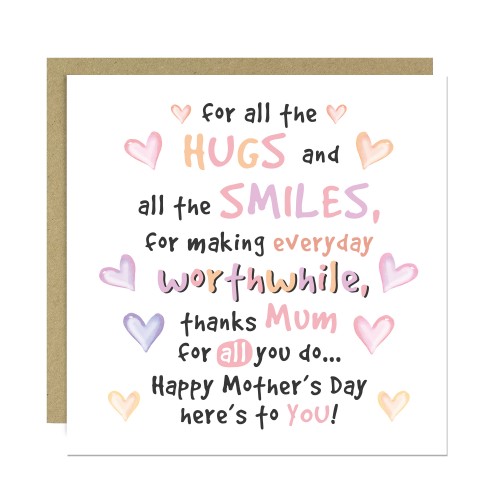 Thank You Card For Mum Happy Mothers Day Card With Kraft Enveloe Thank You Card For Mum Happy Mothers Day Card With Kraft Enveloe