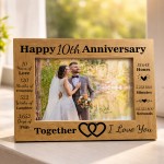 10th Anniversary Wedding Gift Couple Gift Photo Frame Present