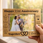 10th Anniversary Wedding Gift Couple Gift Photo Frame Present