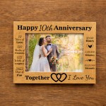 10th Anniversary Wedding Gift Couple Gift Photo Frame Present