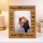 Gift For 10th Anniversary For Husband Wife Anniversary Frame