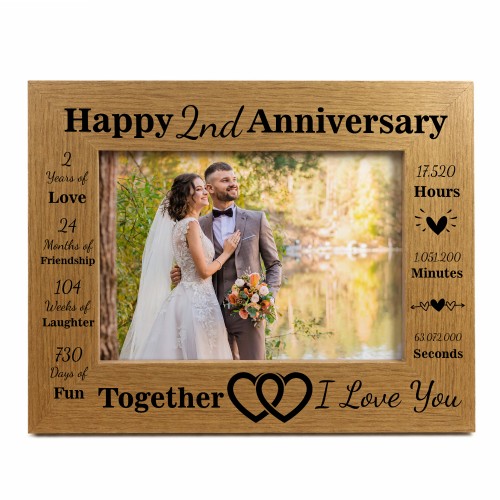 2nd Anniversary Wedding Gift Couple Gift Photo Frame Present