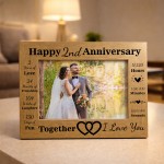 2nd Anniversary Wedding Gift Couple Gift Photo Frame Present