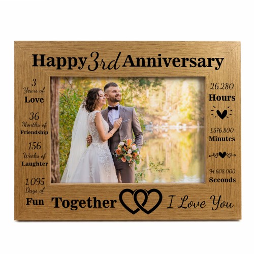 3rd Anniversary Wedding Gift Couples Gift Photo Frame Present