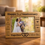 3rd Anniversary Wedding Gift Couples Gift Photo Frame Present