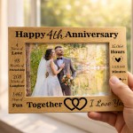 4th Anniversary Wedding Gift Couple Gift Photo Frame Present