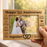 9th Anniversary Wedding Gift Couples Gift Photo Frame Present 9th Anniversary Wedding Gift Couples Gift Photo Frame Present