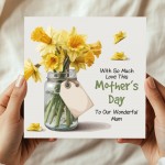 Card For Wonderful Mum, Mothers Day Card With Kraft Envelope