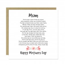 Thank You Card For Mothers Day Mum Poem Mothers Day Card