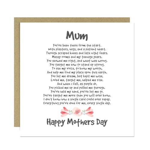 Thank You Card For Mothers Day Mum Poem Mothers Day Card Thank You Card For Mothers Day Mum Poem Mothers Day Card