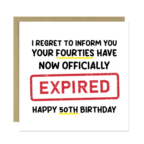 Funny 50th Birthday Card for Men Women Expired Hilarious Card