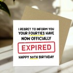 Funny 50th Birthday Card for Men Women Expired Hilarious Card