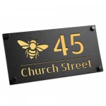 Personalised House Number Sign Gold Back Bee Design New Home