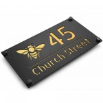 Personalised House Number Sign Gold Back Bee Design New Home