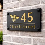 Personalised House Number Sign Gold Back Bee Design New Home