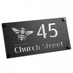 Personalised House Number Sign Silver Back Bee Design