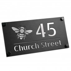 Personalised House Number Sign Silver Back Bee Design