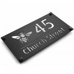 Personalised House Number Sign Silver Back Bee Design