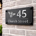 Personalised House Number Sign Silver Back Bee Design