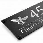 Personalised House Number Sign Silver Back Bee Design