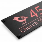 Personalised House Number Sign Rose Gold Back Bird Design