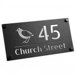 Personalised House Number Sign Silver Back Bird Design