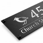 Personalised House Number Sign Silver Back Bird Design