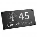 Personalised House Number Sign Silver Back Tree Design Personalised House Number Sign Silver Back Tree Design
