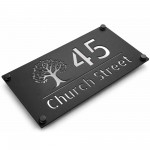 Personalised House Number Sign Silver Back Tree Design Personalised House Number Sign Silver Back Tree Design