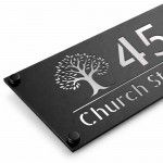 Personalised House Number Sign Silver Back Tree Design Personalised House Number Sign Silver Back Tree Design