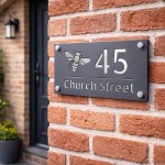 Personalised House Number Sign Bee Design Grey With Silver