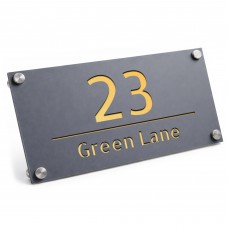House Number Plaques Matt Grey and Gold House Sign Door Number
