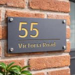 House Number Plaques Personalised House Signs Grey and Gold