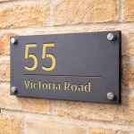 House Number Plaques Personalised House Signs Grey and Gold