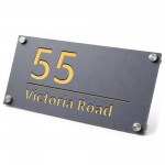 House Number Plaques Personalised House Signs Grey and Gold
