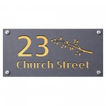 Personalised Gold House Number Sign Leaf Design Address Sign