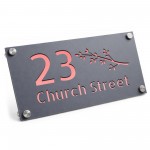 Personalised Rose Gold House Number Sign Leaf Design 