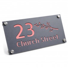 Personalised Rose Gold House Number Sign Leaf Design 